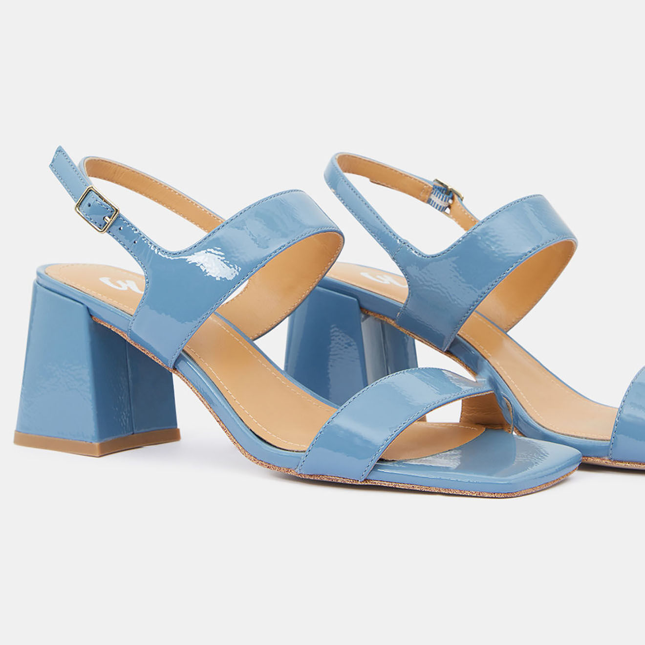 Galeries Lafayette Sandales en Cuir bleu jean