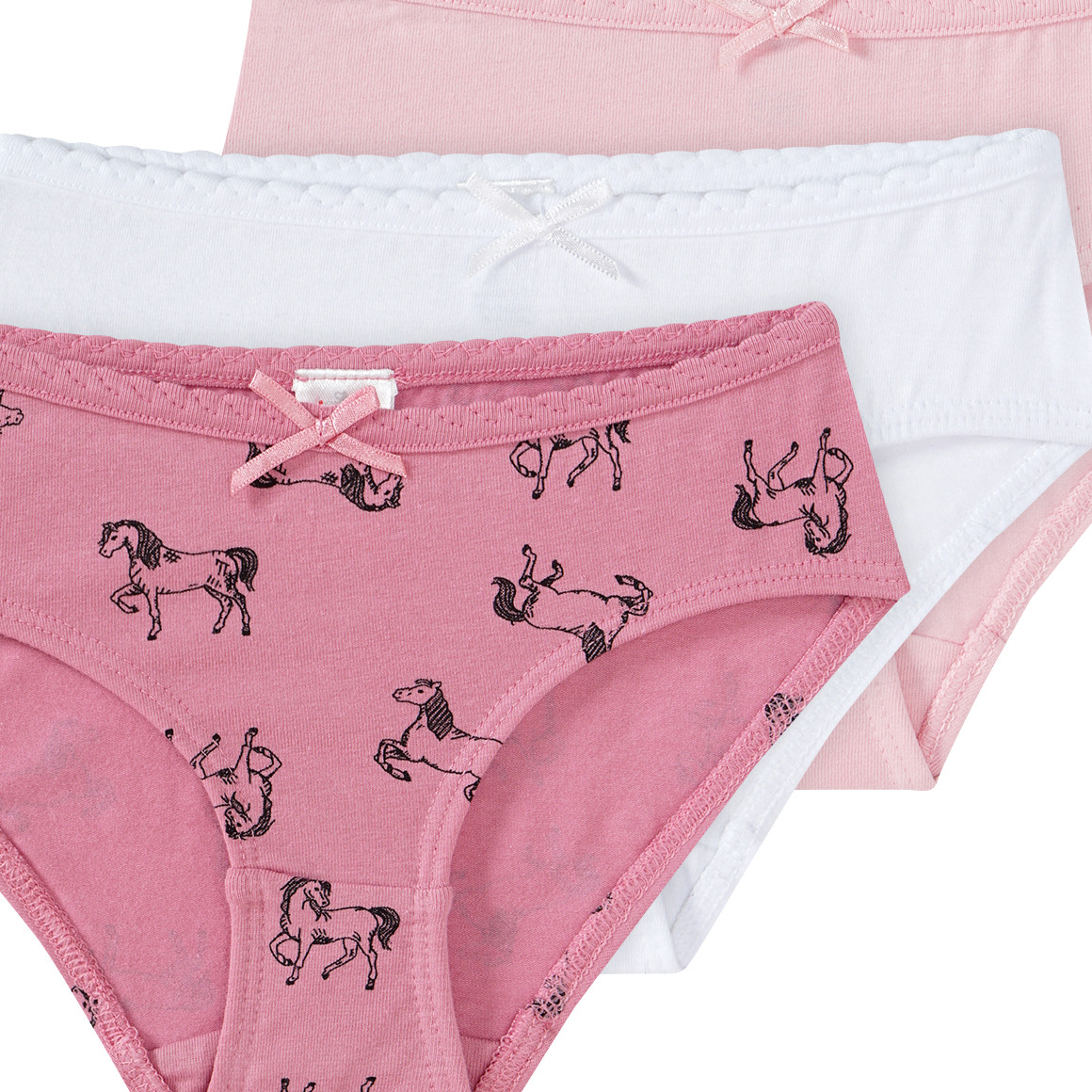 Topolino 3 Mädchen Slips mit Zierschleifen rosa / weiss / dunkelrosa