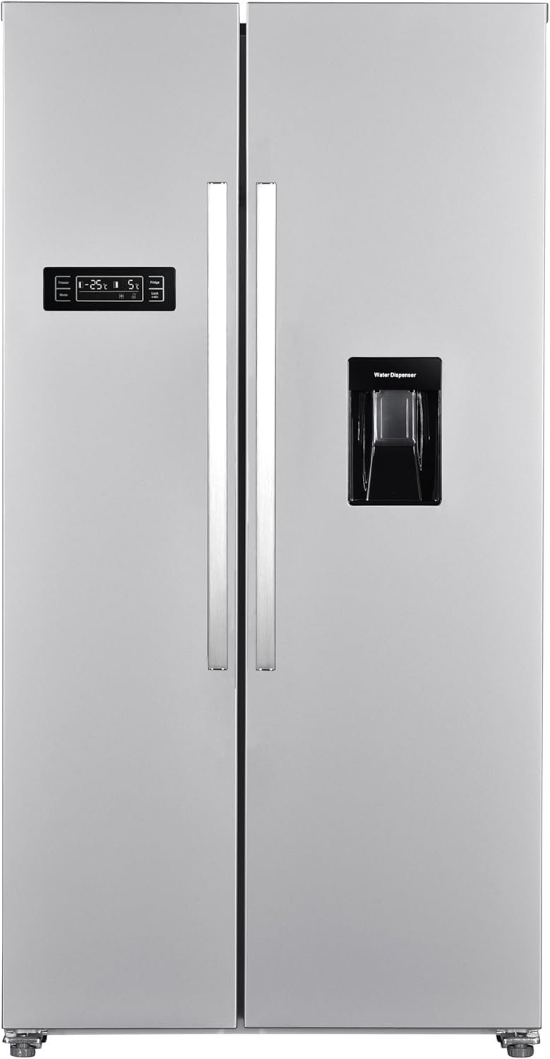 Wolkenstein Side-By-Side Kühl-Gefrierkombination WSBS518NFWDEIX | 529 Liter Nutzinhalt | 185 Liter 4 Sterne Gefrierraum | NoFrost | 2L Wasserspender | Sehr leise mit 39 dB | Display mit Touch Control