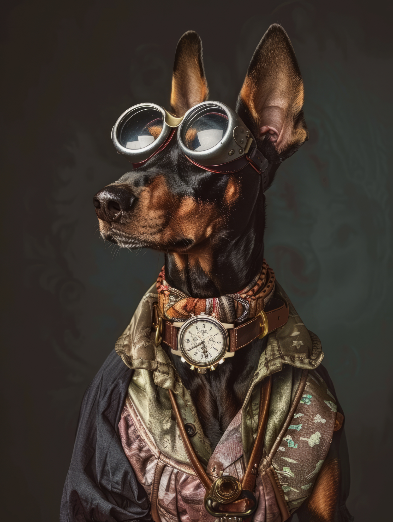 Canvas schilderij van een Doberman Pinscher 80x120 cm