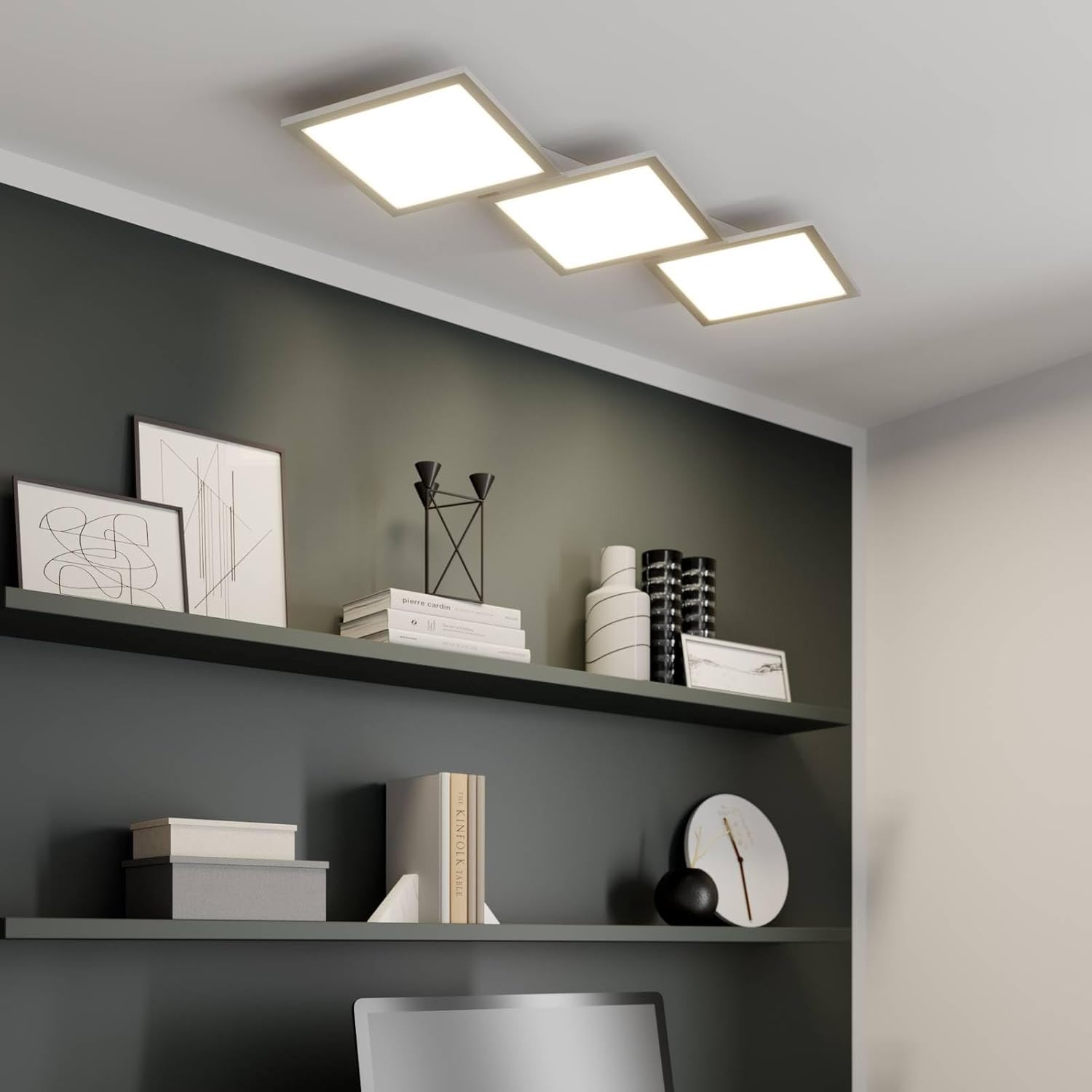 Lucande LED Deckenleuchte Ilira dimmbar mit Leselampe (Modern) in Alu aus Aluminium (3 flammig,) - Lampe Deckenlampe Küchenleuchte