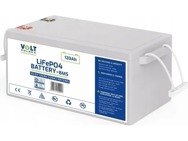 VOLT POLSKA LITHIUM-GELAZIUM-PHOSPHATE BATTERI LiFePO4 24V 120Ah 120A