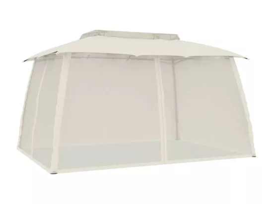 Tonnelle avec double toit et parois en filet crème acier