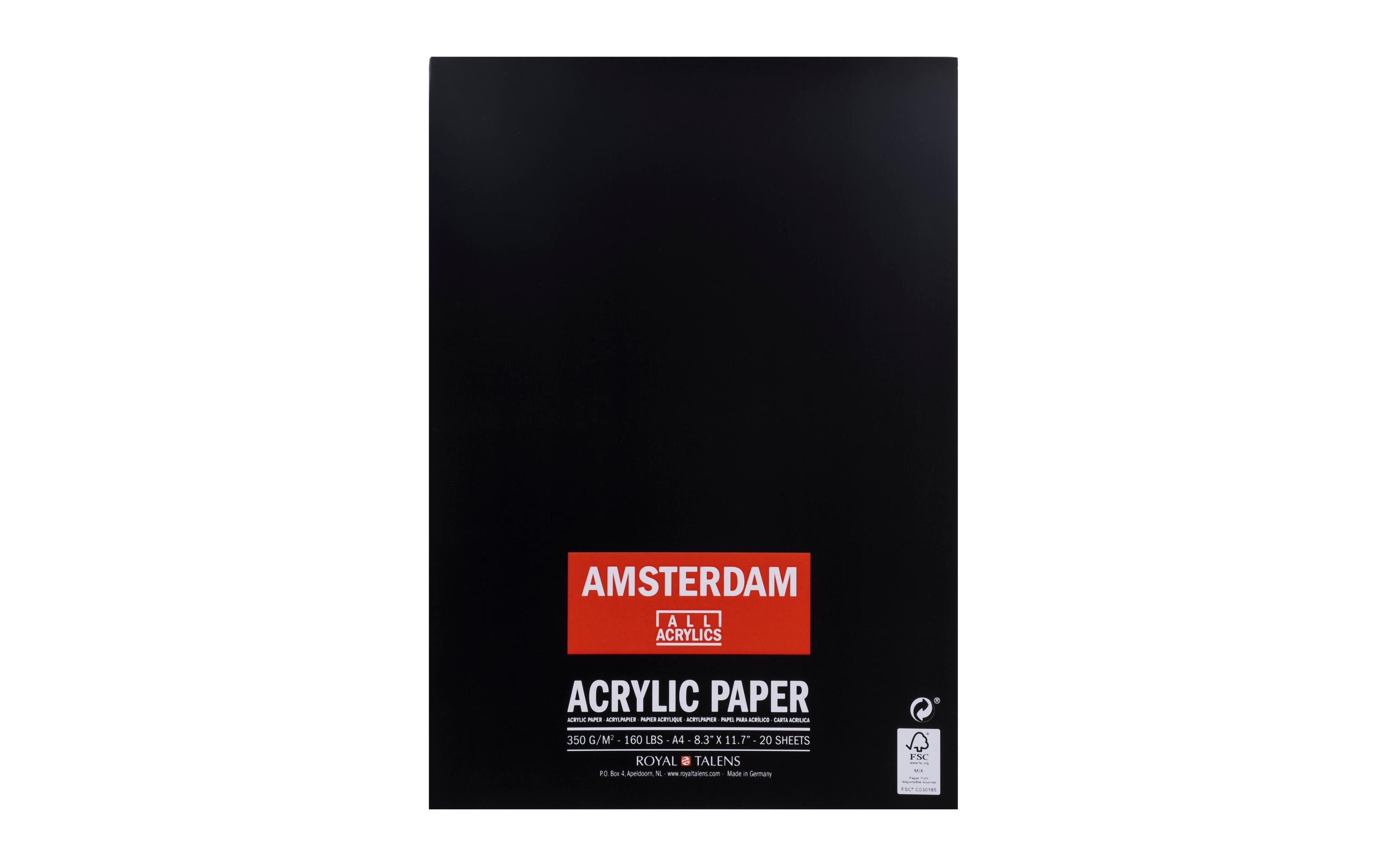 Acrylpapier A4, 350 g/m², 20 BögenAcrylpapierblock mit mittelfeiner Körnung im A4 Format