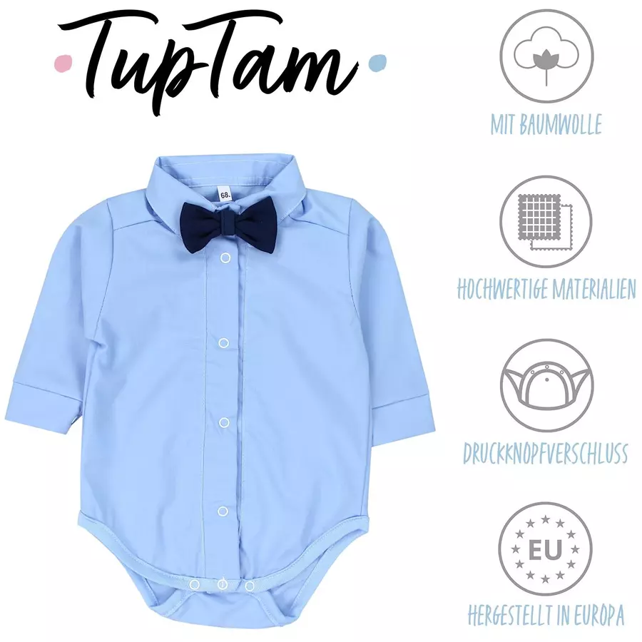 TupTam Jungen Baby Hemd-Body Langarm mit Kragen blau Modell 1