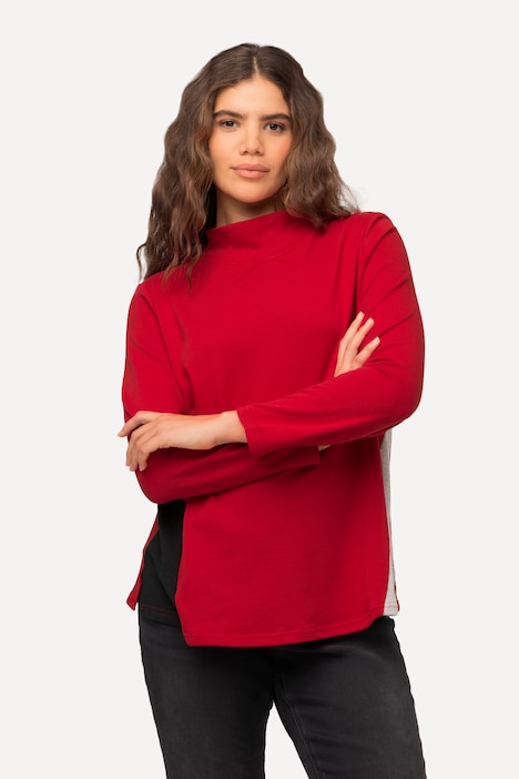 Sweatshirt, Colorblocking, A-Linie, Stehkragen, Langarm