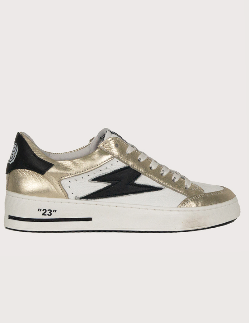 SEMERDJIAN BASKETS NOUBAR BASSES CUIR DORÉ BLANC NOIR 10496