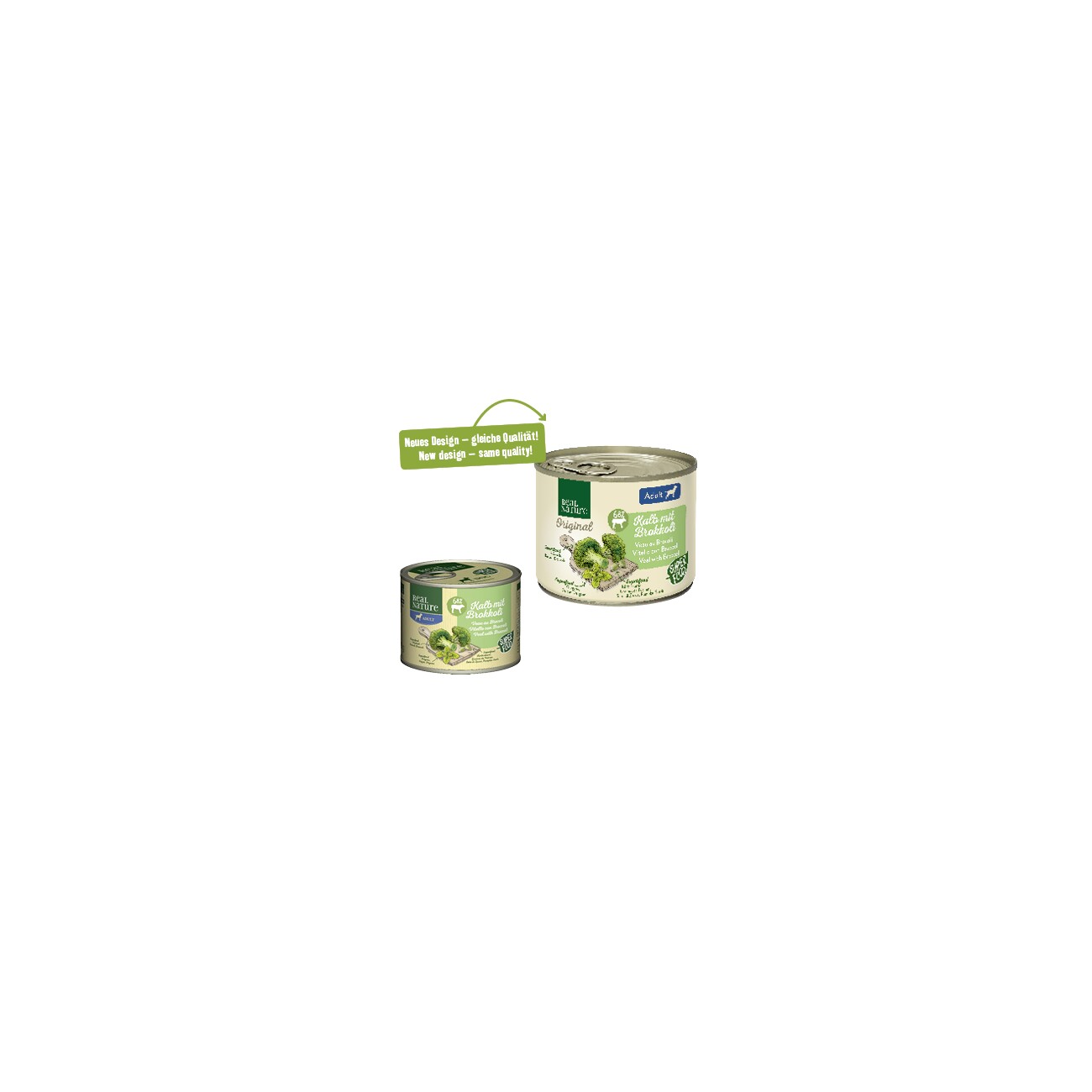REAL NATURE Superfood Nassfutter Hund, Adult, Kalb mit Brokkoli 6x200 g