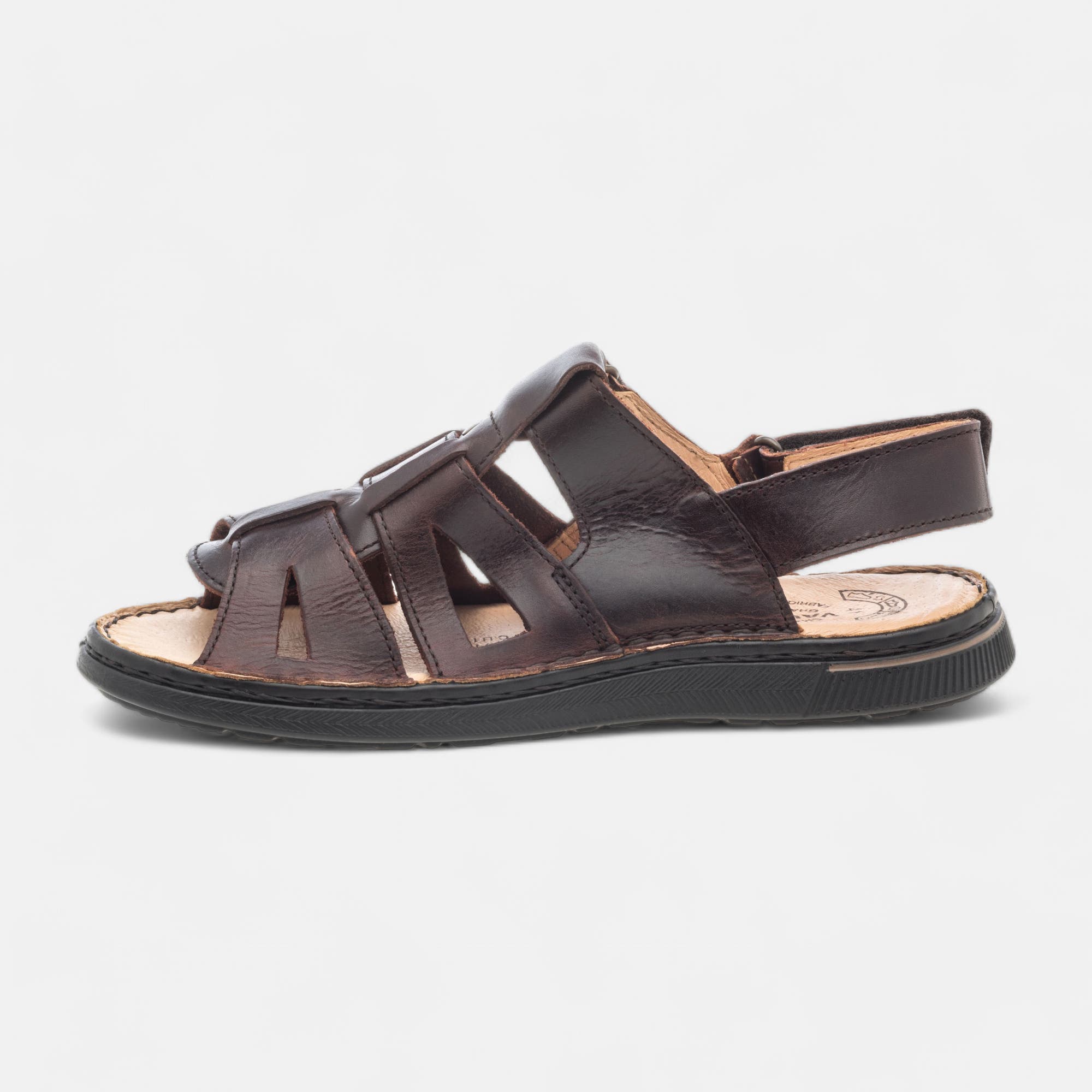 Nu-pieds confort Homme en cuir marron
