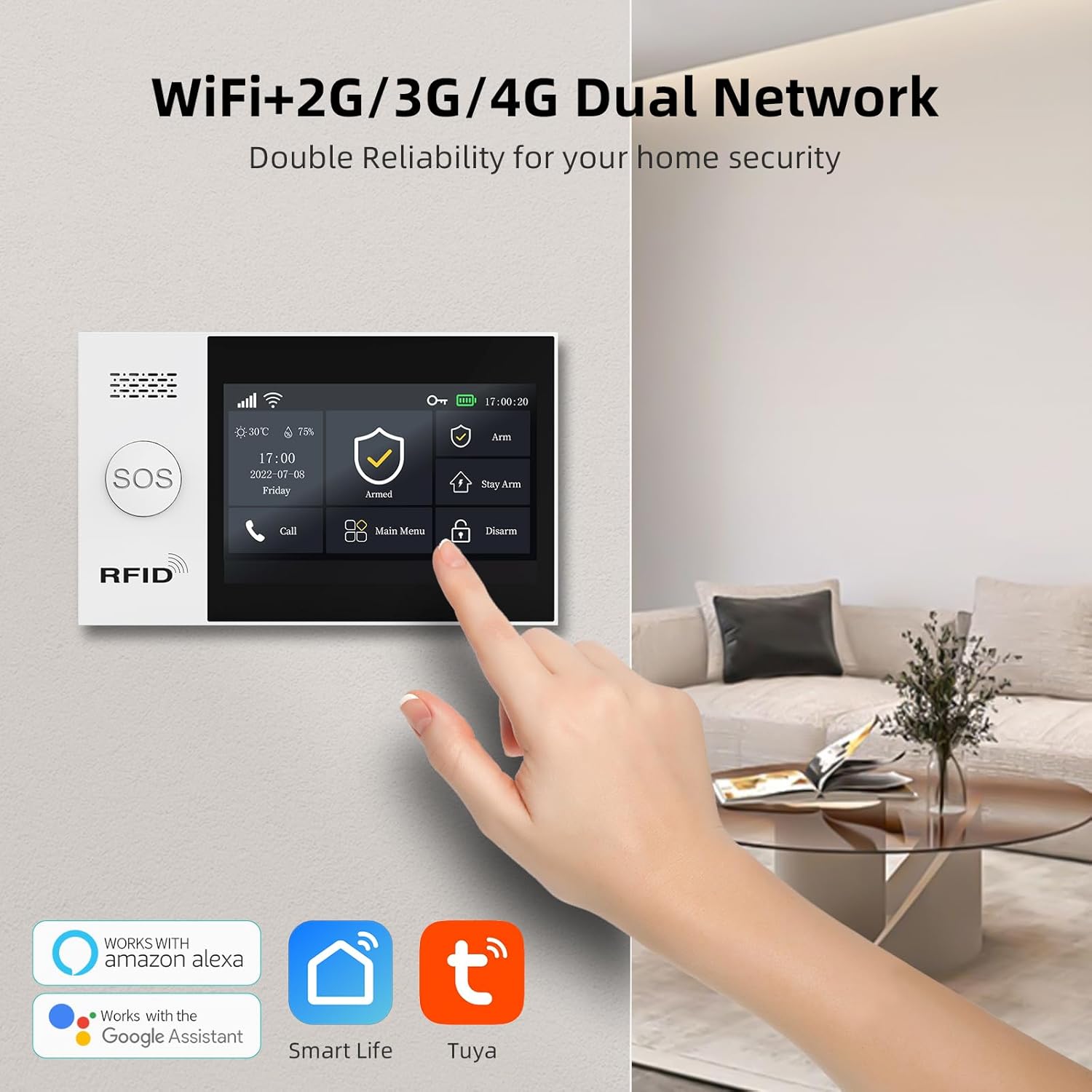 XNY Voller Touchscreen Funk Alarmanlage Haus,4G Haus Alarmanlage Komplett Set, WLAN Alarmanlage Wohnung mit APP Alarm, 21-Stück-Kit (Fenster Tür Sensoren, Bewegungsmelder, Fernbedienungen, Sirene)