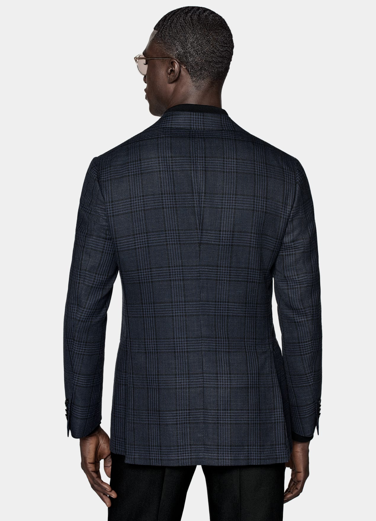 Blazer Havana coupe Tailored bleu marine à carreaux