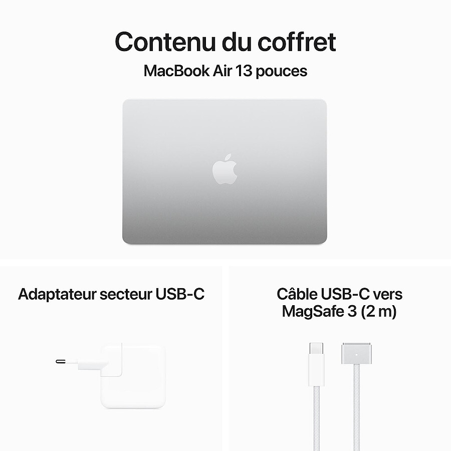 Apple MacBook Air M3 13 pouces (2024) Argent 16Go/512 Go (MXCT3FN/A)
