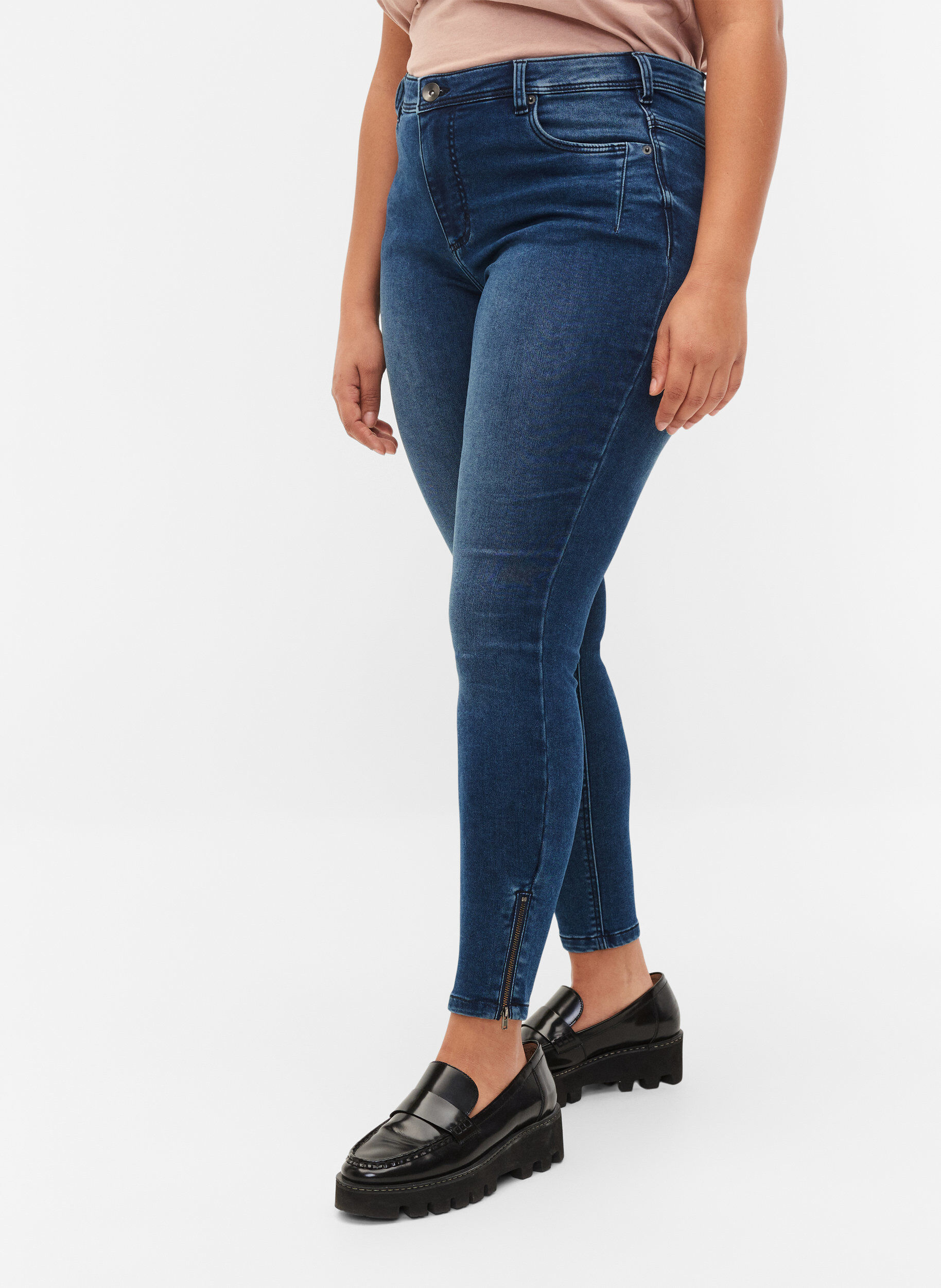 Cropped Amy jeans med lynlås