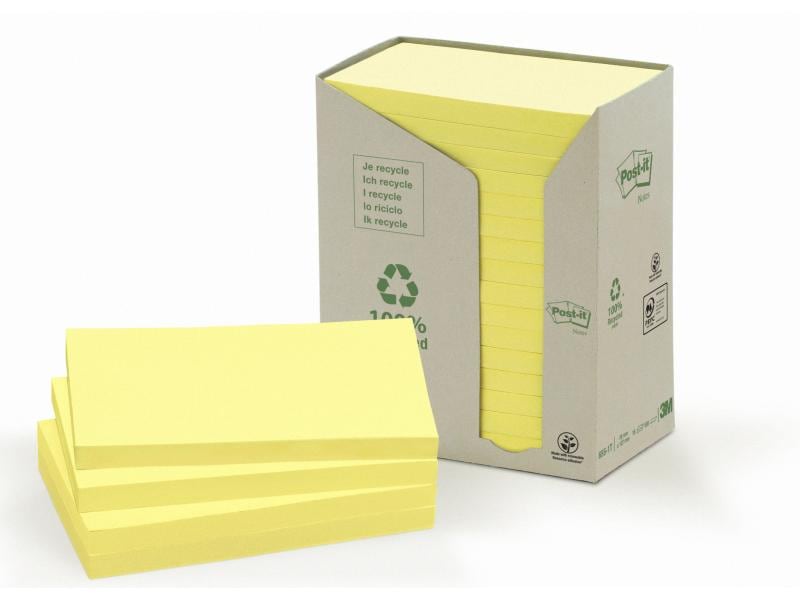 Post-it Notizzettel Post-it Recycling Notes 7.6 cm x 12.7 c Post-it Haftnotizen Green Notes Gelb