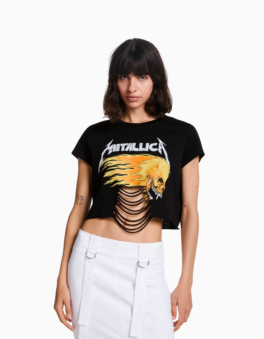 Camiseta de manga curta com estampa do Metallica