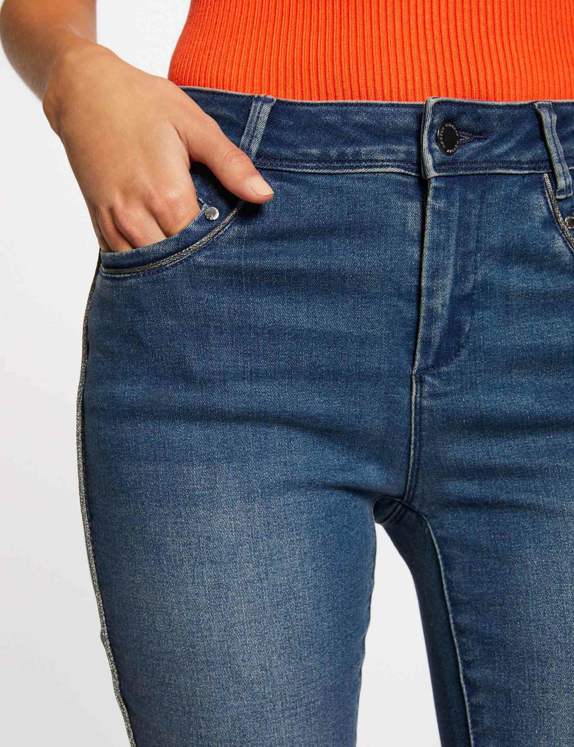 Jeans slim 7/8ème avec bandes jean stone femme - jean_stone