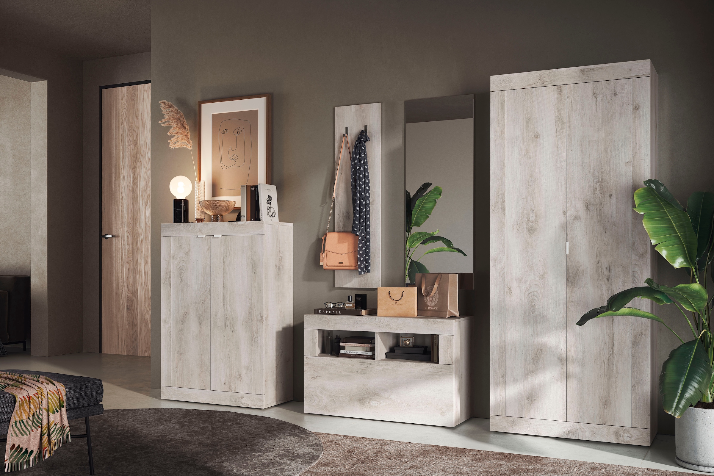 INOSIGN Schuhschrank »Basic Breite 78 cm, Höhe 116 cm, Schuhkommode,« moderne Rahmenoptik, Metallgriffe, 4 Einlegeböden