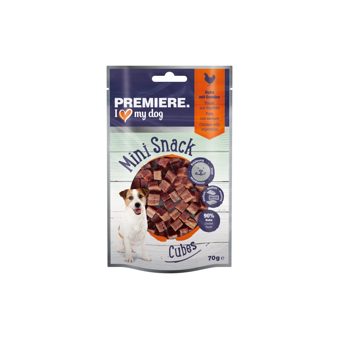 PREMIERE Mini Cubes Huhn mit Karotte & Spinat 10x70g