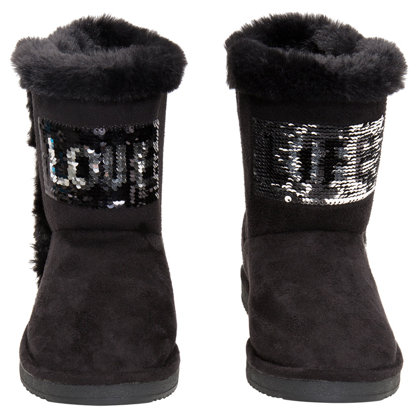 1/2 Bottes effet suédine avec messages en sequins magiques du 28 au 35