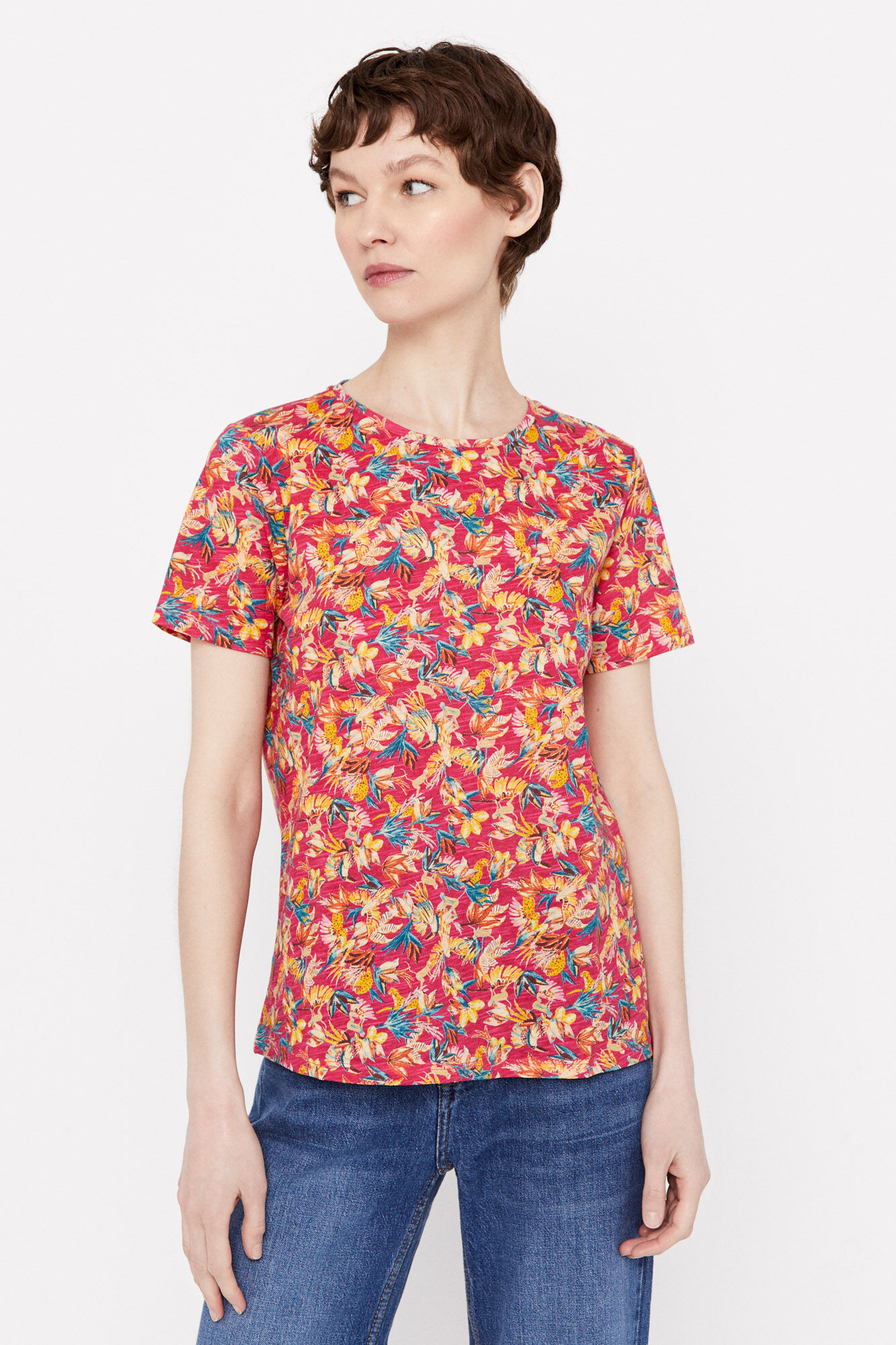 Camiseta com estampa de selva - Multicolorida