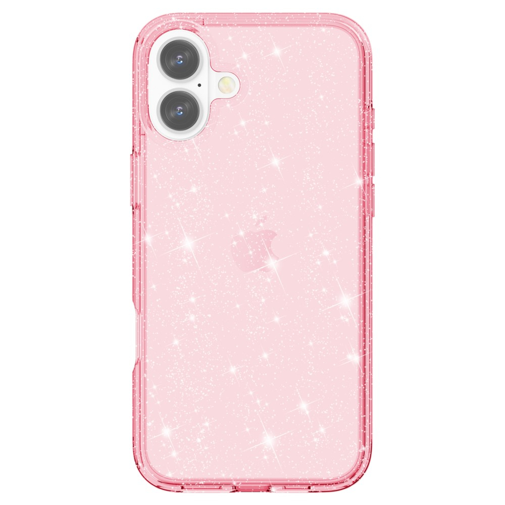 iPhone 16 Hybrid Hardcase Schutzhülle im Glitzer Design - Pink / Transparent