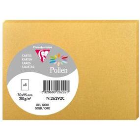 Paquet de 5 cartes simples 70x95mm 210g/m2 - Or