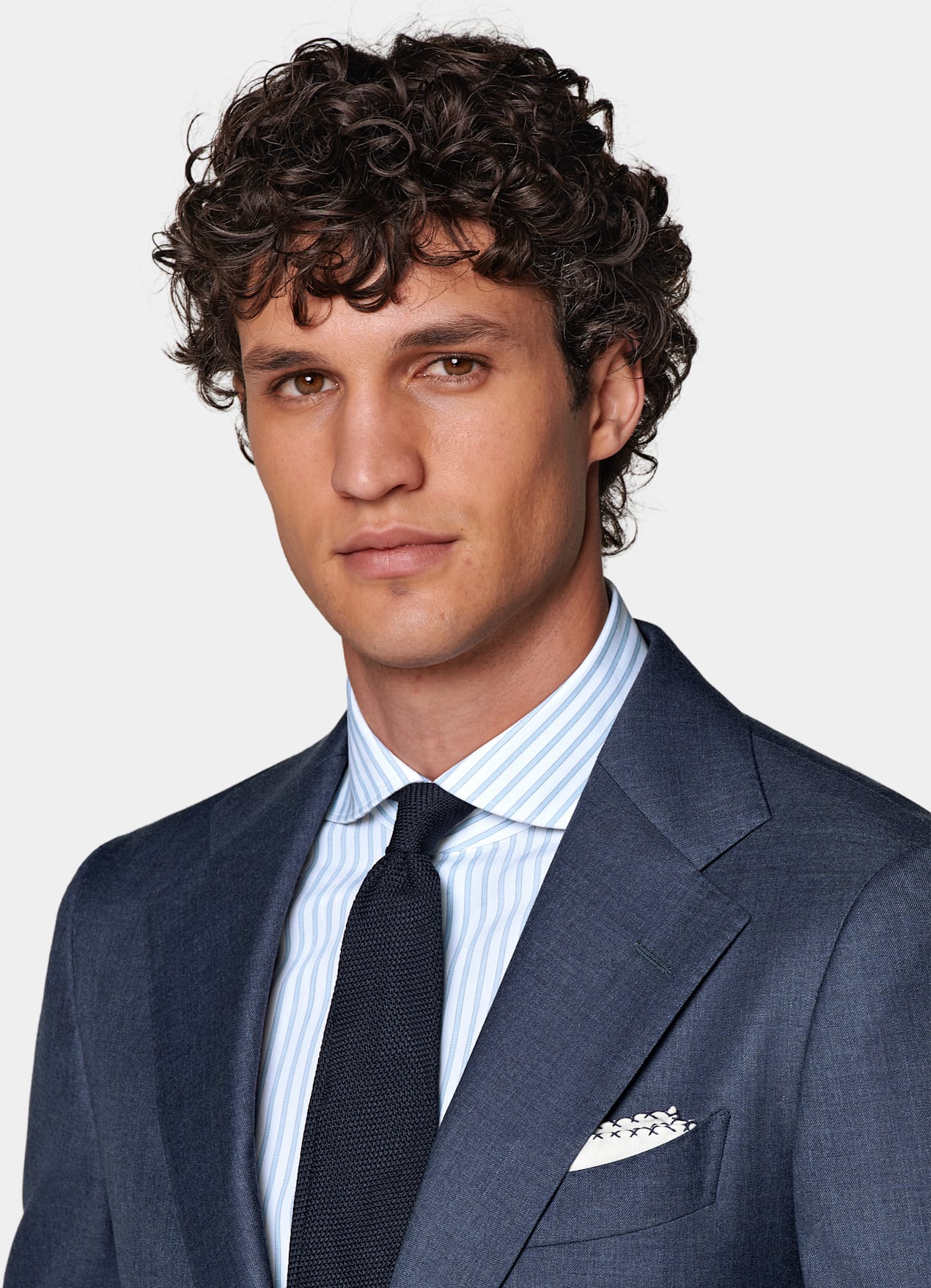 Costume Havana coupe Tailored bleu moyen