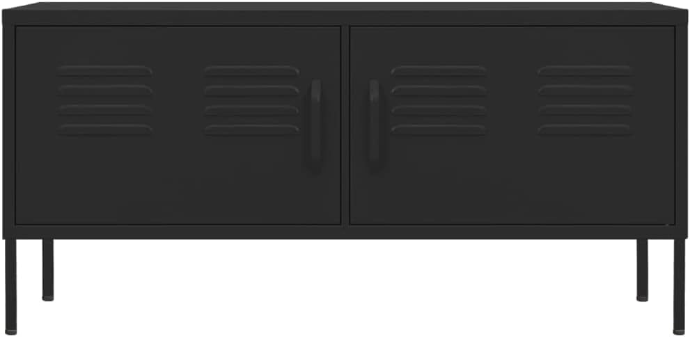 vidaXL TV Schrank mit 2 Türen Lowboard TV Möbel Tisch Board Sideboard Fernsehtisch Fernsehschrank HiFi-Schrank Schwarz 105x35x50cm Stahl