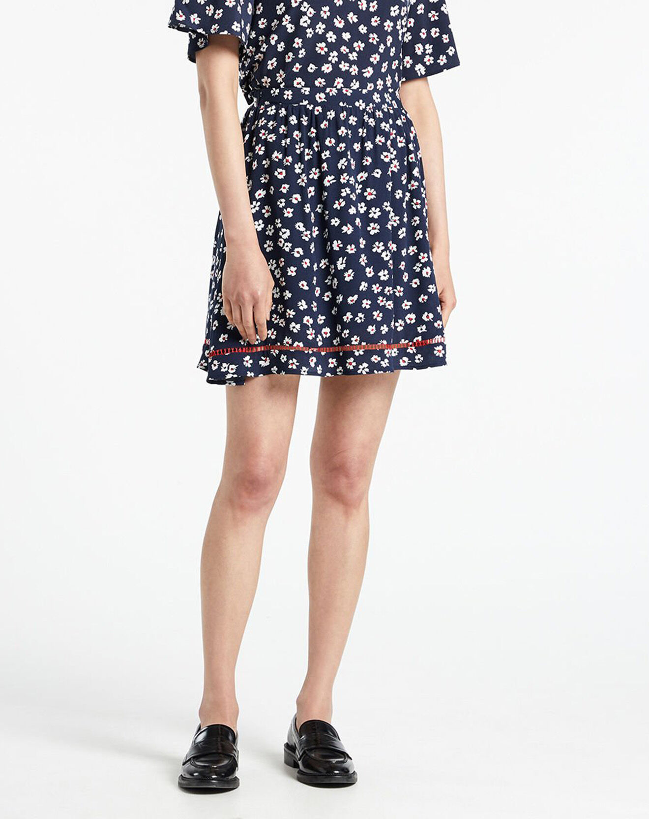 Tommy Jeans Jupe fluide à fleurs bleu marine