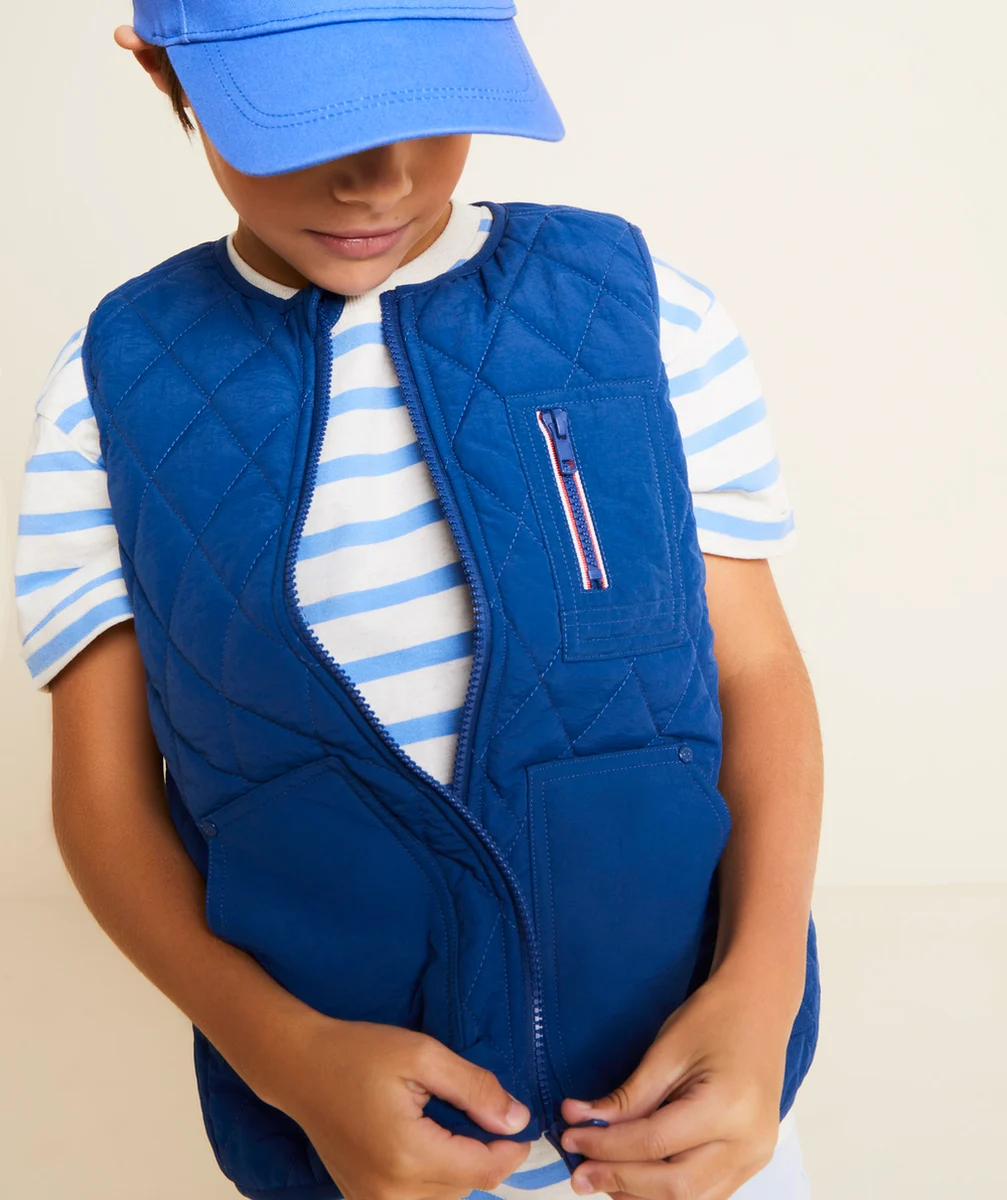 BLOUSON SANS MANCHES GARÇON MATELASSÉ BLEU NUIT