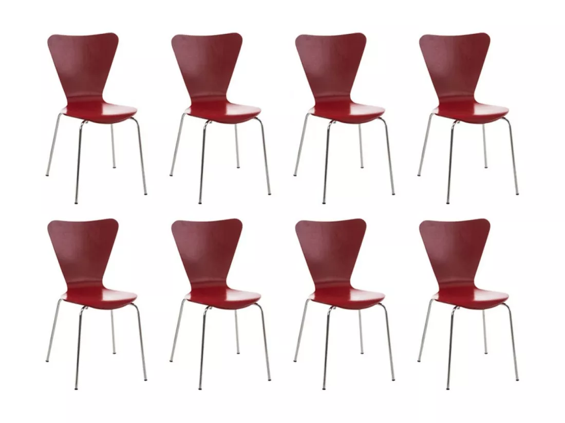Lot de 8 Chaise de conférence - Bois & Nature - Rouge - Calisto