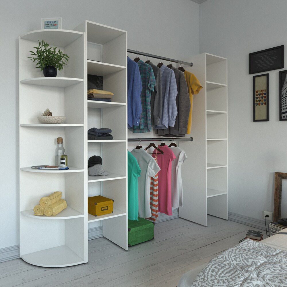 Vicco Kleiderschrank Visit begehbar Regal Kleiderständer Schrank 190cm Weiß
