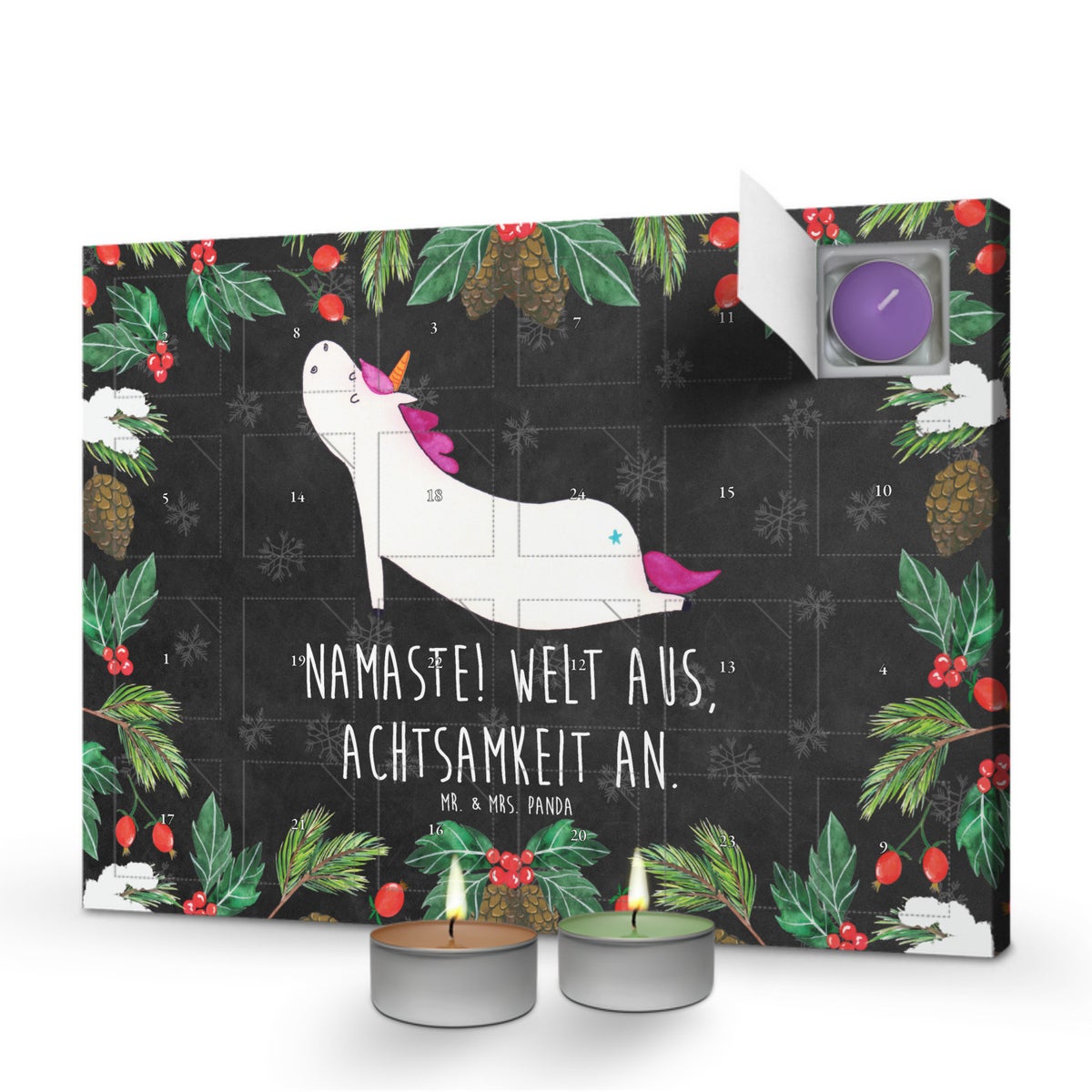 Mr. & Mrs. Panda Geurkaars Adventskalender Eenhoorn Yoga - Zwart
