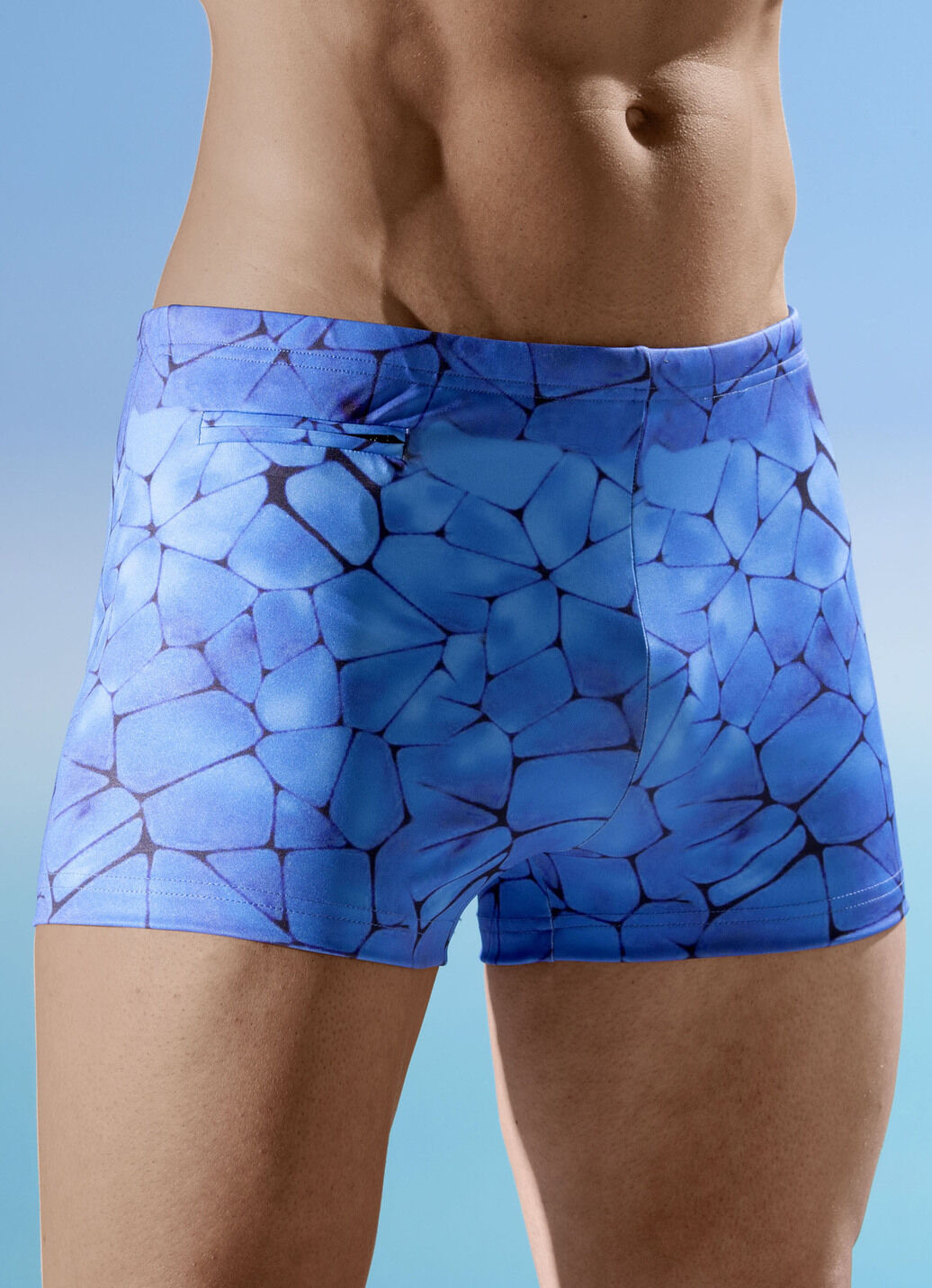 Badehose in höherer Kastenform mit Reissverschlusstasche