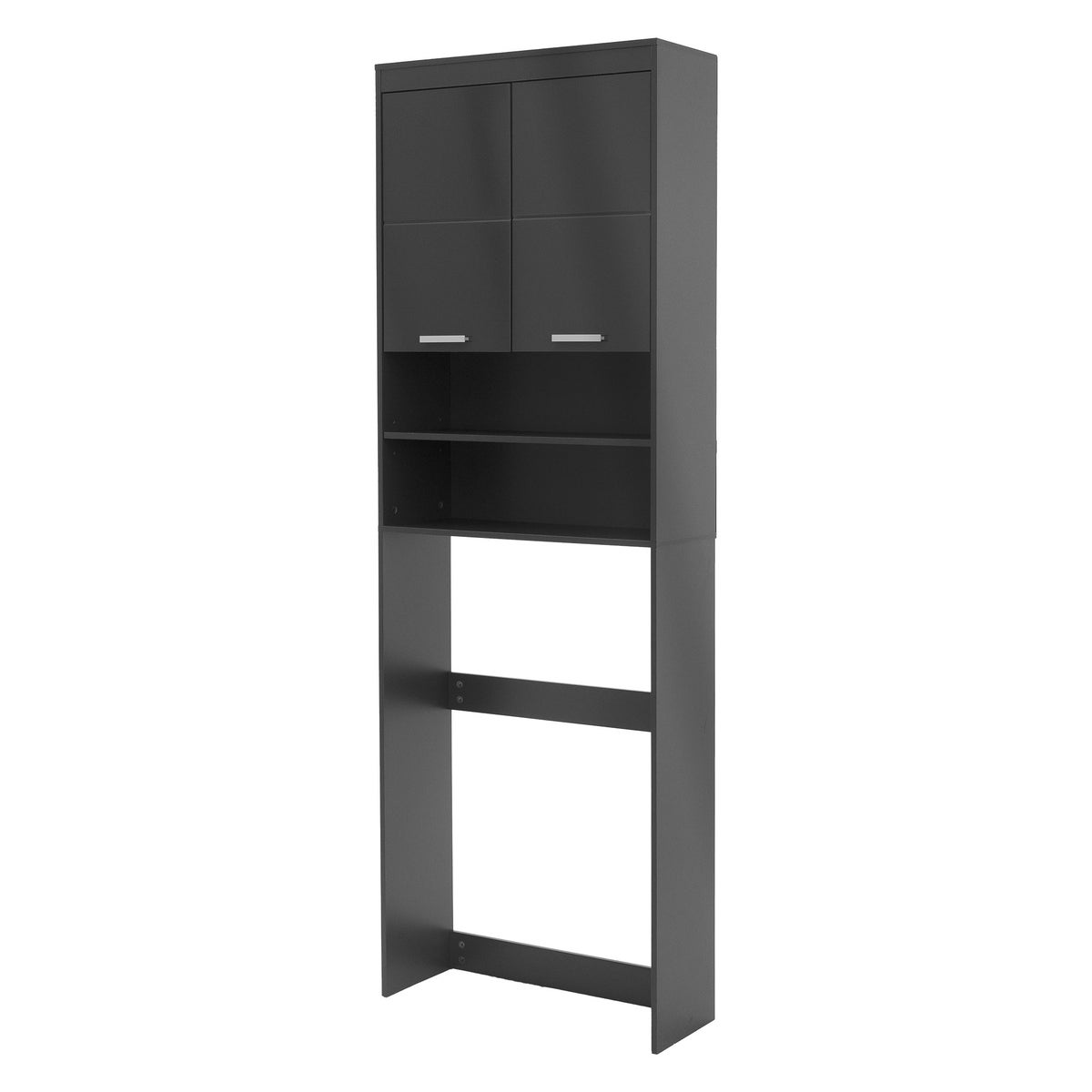 ECD Germany wasmachinekast met 2 deuren en 2 open vakken, 187,5 x 63 cm, donkergrijs, badkamerkast voor wasmachine/droger, hoge kast, badkamerkast, badkamerplank, wasmachinekast