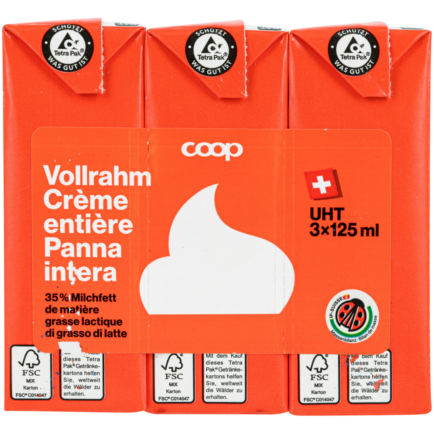 Vollrahm UHT IP-Suisse 3x125ml