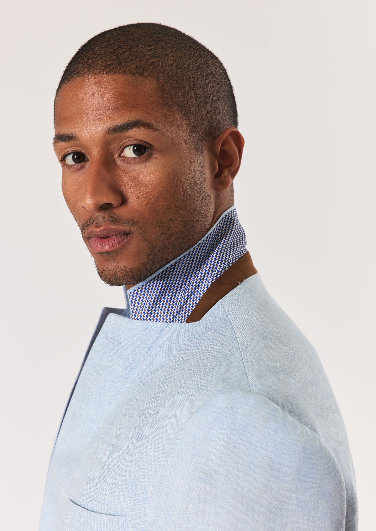 Veste coordonnable Regular en lin uni bleu ciel