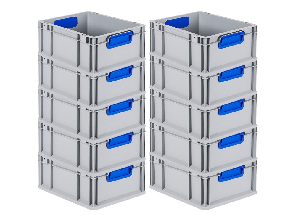 PROREGAL Eurobox Nextgen Kleur HxBxD 17 x 30 x 40 cm 16 liter Handgrepen Blauw Gesloten Gladde Bodem Euro Container Transportbox