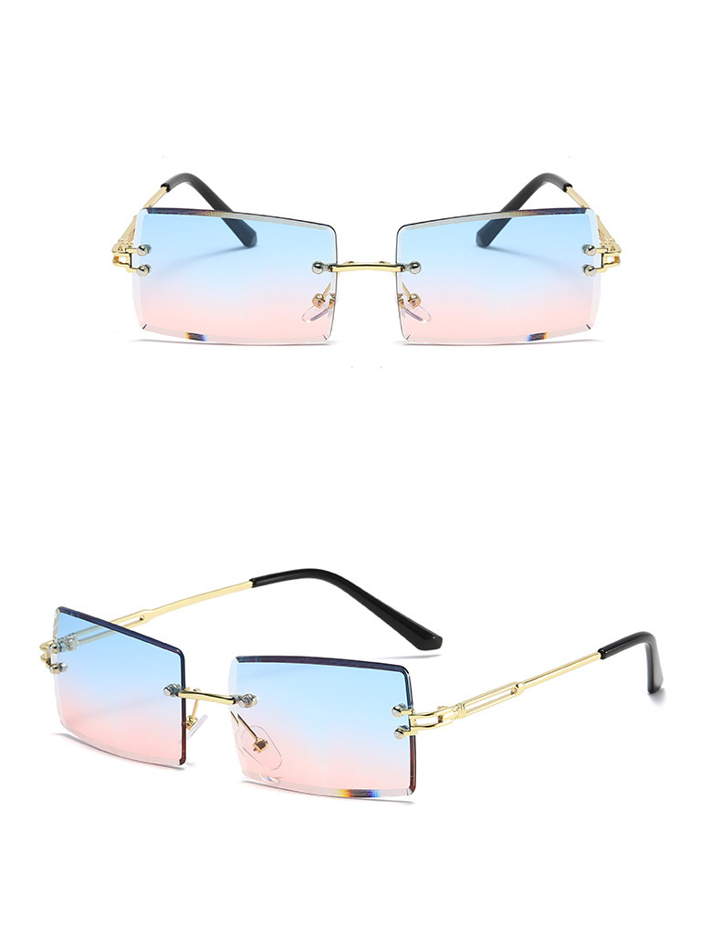 UV400 Sonnenbrille ohne Rahmen Retro für Frauen - Rosa / Blau (Eckig)