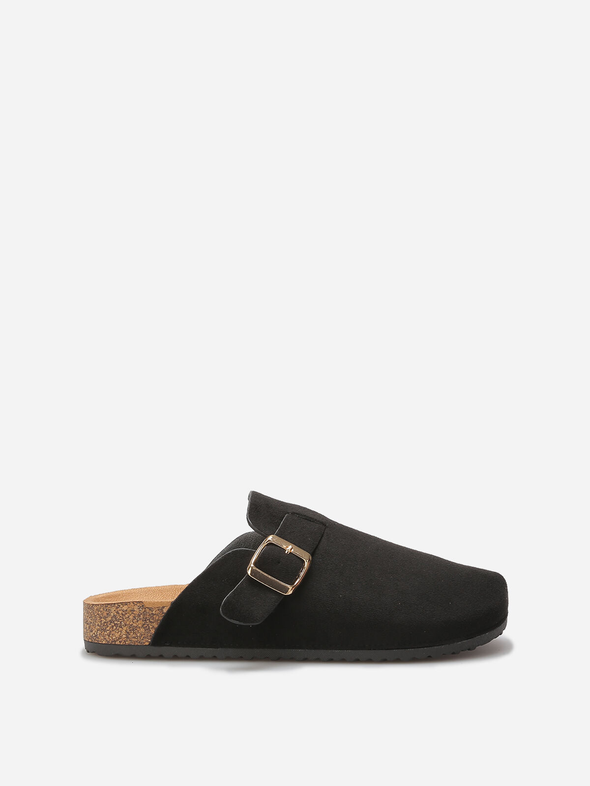 Mules en suédine avec bride- Noir