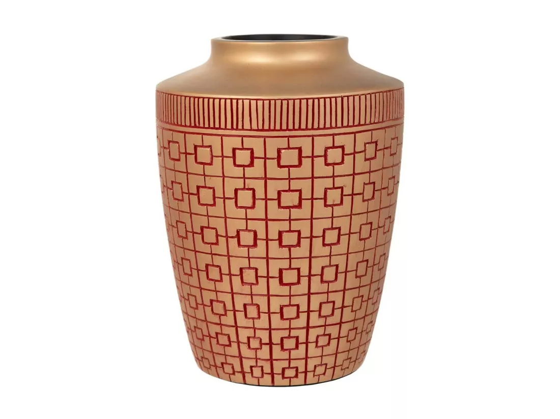 Vase en polyrésine rouge 18x18x24h