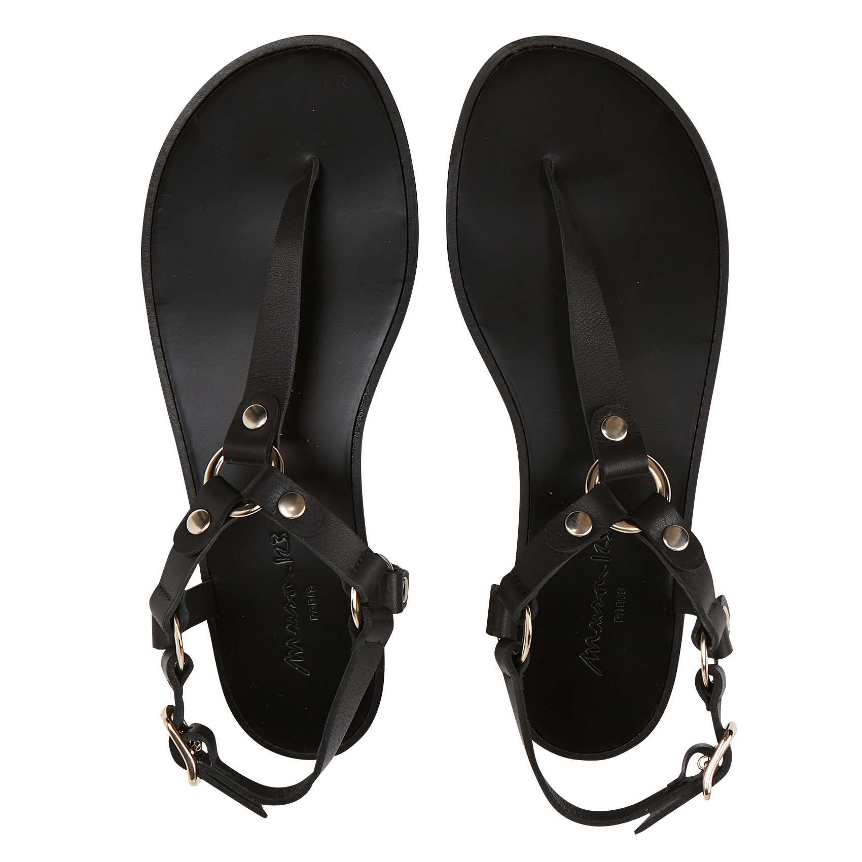 JUSTIN - Sandales ouvertes en cuir | Noir