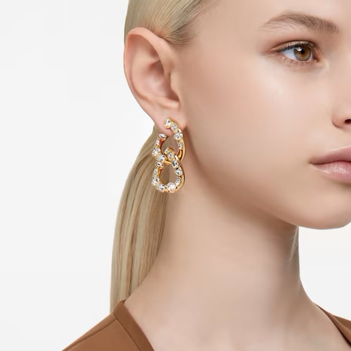Anneaux d'oreilles Swarovski Dextera entrelacéesdoré