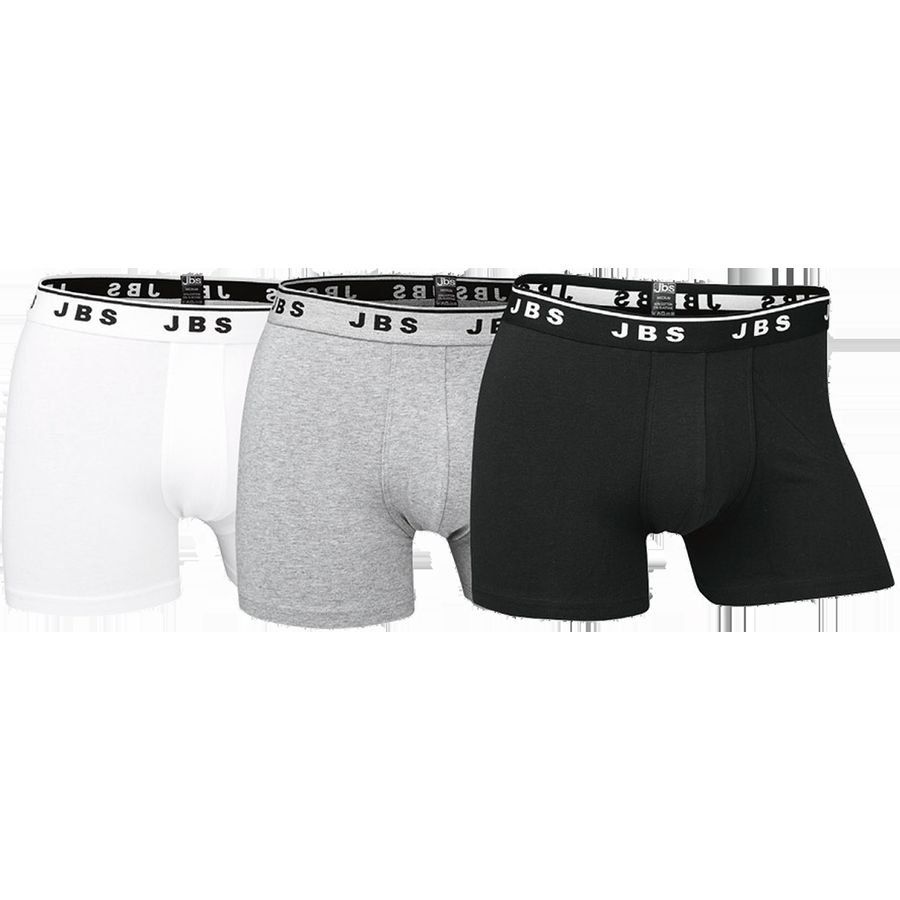 JBS GOTS Boxers Pack de 3 - Blanc/Gris/Noir
