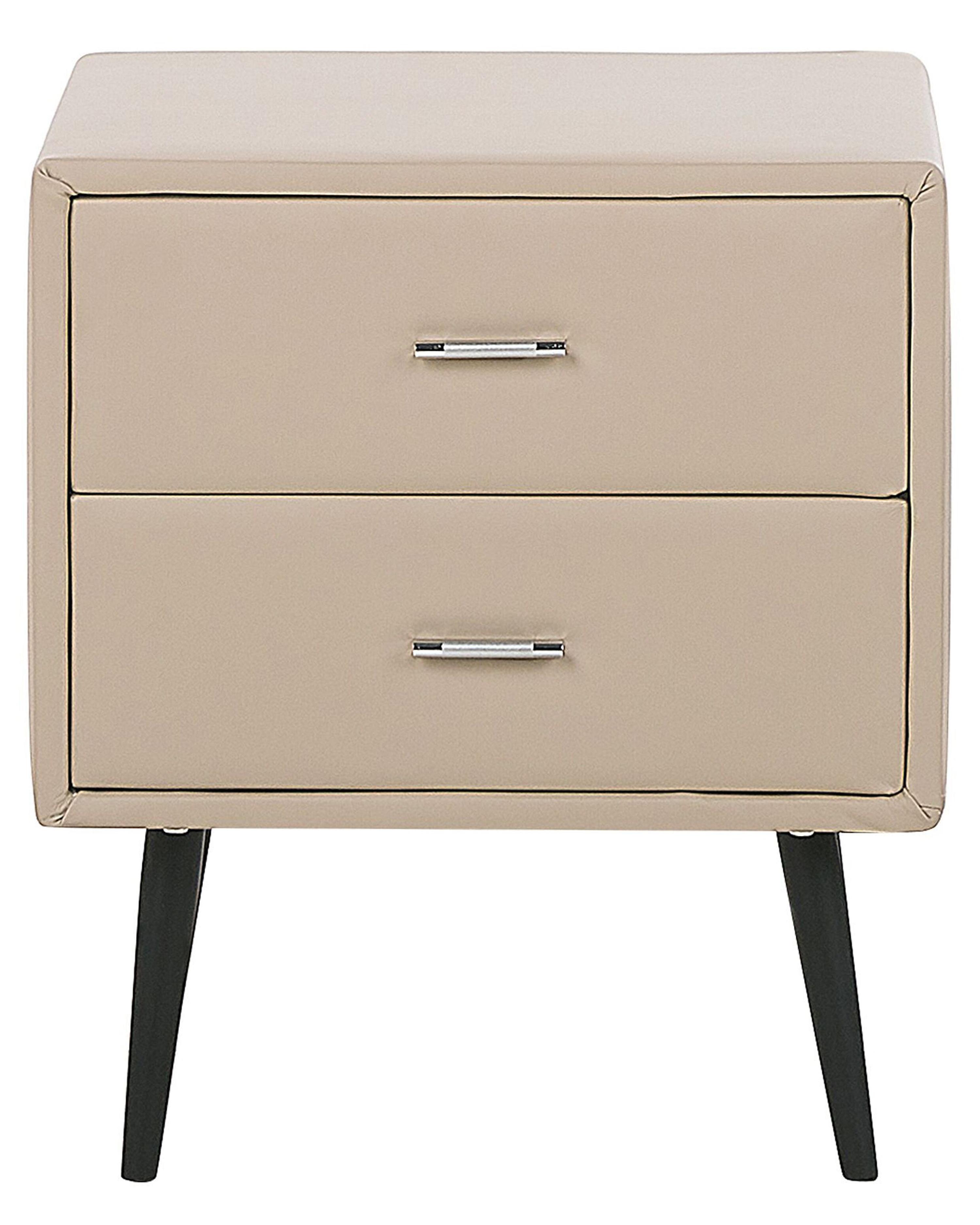 Nachtkastje met 2 lades ESSONNE Kunstleer Beige
