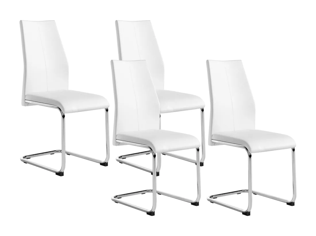 Lot de 4 chaises PAULINE - Simili - Blanc