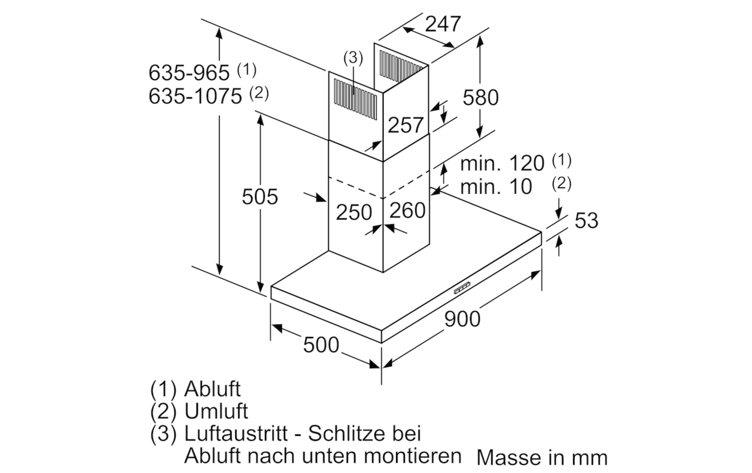 Wandhaube LC96BBM50 3 + intensiv Stufen<br>Effiziente Beseitigung von Fett, Geruch und Dampf aus der Küchenluft