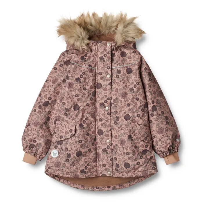 Wheat Parka Fleurie Façon Fourrure Matières Recyclées Mathilde | Rose poudré