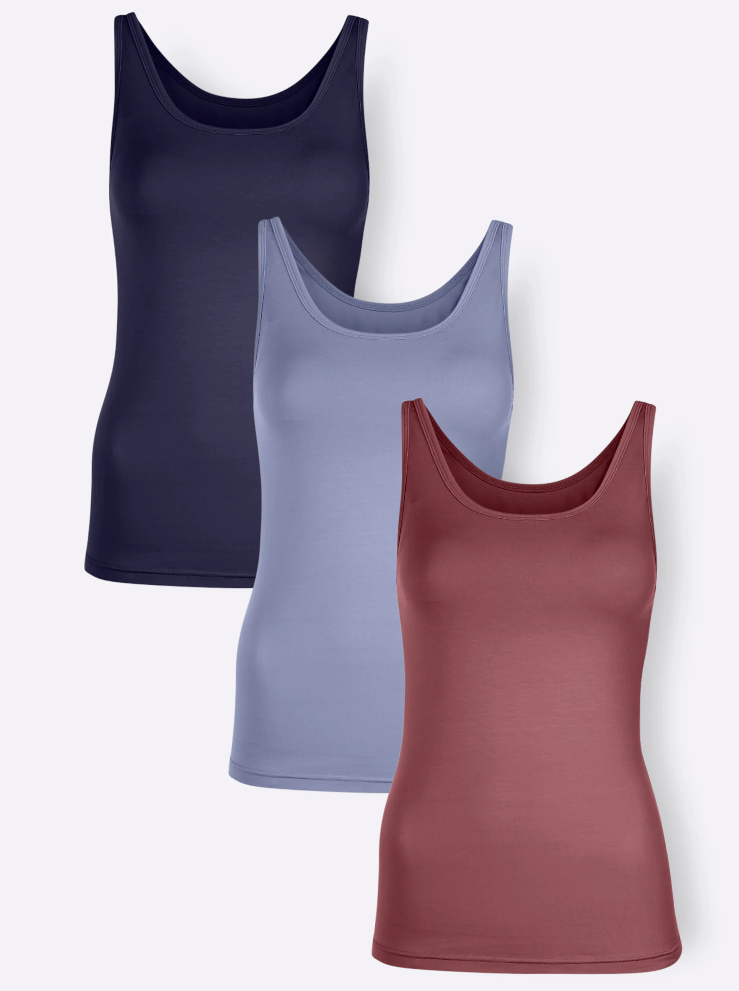 wäschepur Achseltop in bleu + marine + bordeaux