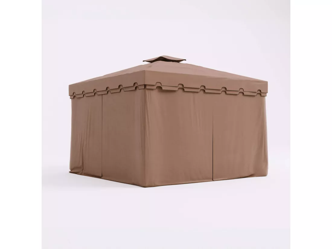 Gazebo Nuxia 3x3 m Polyester Aluminium Marron Clair Noir